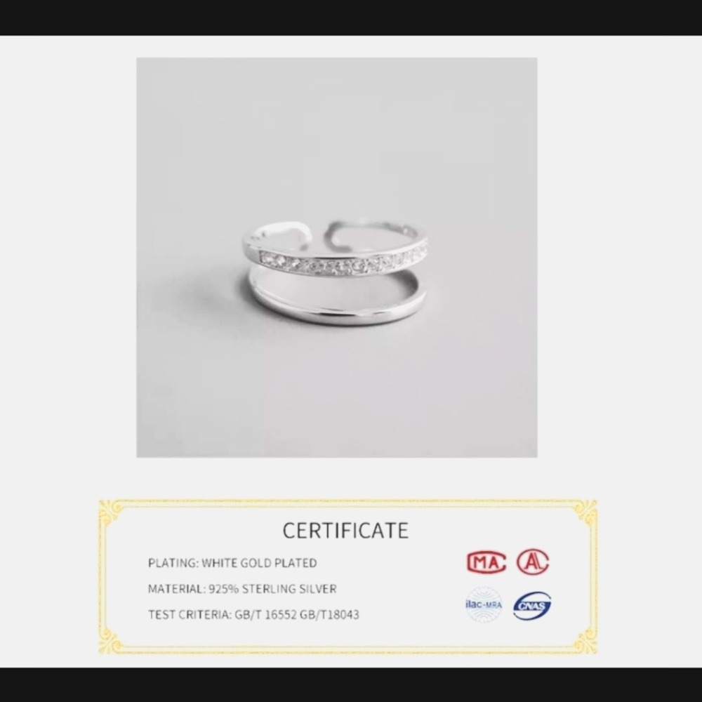 AFFY White Gold Plated Adjustable Ring
